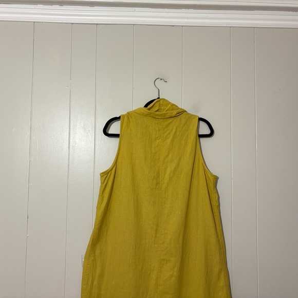 For Cynthia Rowley Linen Blend Dress Womens High Low Boho Yellow Size L - Picture 5 of 5